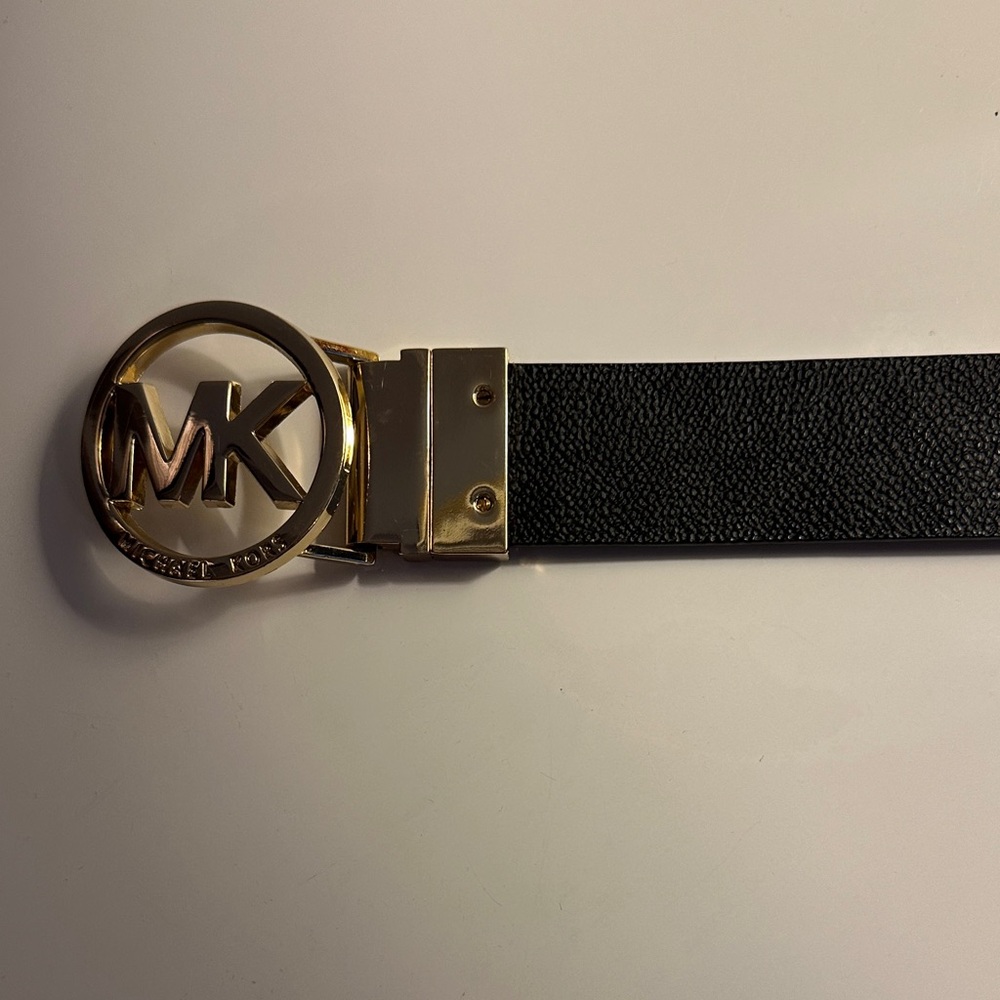 Michael Kors Black Belt with Gold Logo Buckle